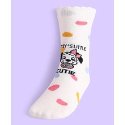Cute Walk By Babyhug Non Terry Knit Anti Bacterial Socks With Dalmatians Graphics Pack Of 3 - White Light Blue & Light Green