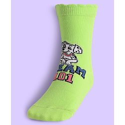 Cute Walk By Babyhug Non Terry Knit Anti Bacterial Socks With Dalmatians Graphics Pack Of 3 - White Light Blue & Light Green