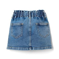 Babyhug Mid Thigh Denim Skirt with Floral Embroidery - Blue