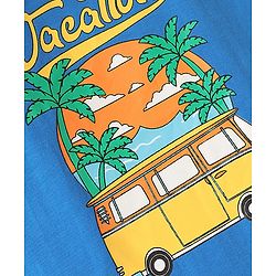 Babyhug Cotton Knit Half Sleeves T-Shirt with Beach Theme Print - Blue