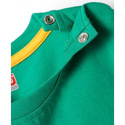 Babyhug Cotton Knit Half Sleeves T-Shirt With Super Kid Text Print - Green