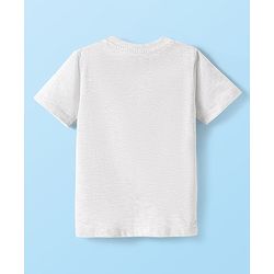 Babyhug Cotton Knit Half Sleeves T-Shirt with Tiger Print - White