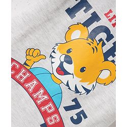 Babyhug Cotton Knit Half Sleeves T-Shirt with Tiger Print - White