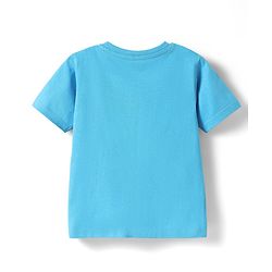 Babyhug Cotton Knit Half Sleeves T-Shirt With Animal & Play Like Text Print -  Light Blue