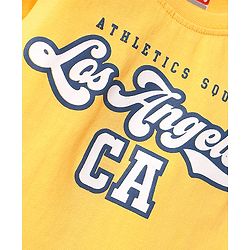 Babyhug Cotton Knit Half Sleeves T-Shirt with Los Angeles Text Print - Yellow