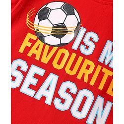 Babyhug Cotton Knit Half Sleeves T-Shirt With Its My Favourite Season Text Print - Red