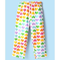 Babyhug Cotton Knit Full Sleeves Co-Ord Nightsuit with Heart Print - White
