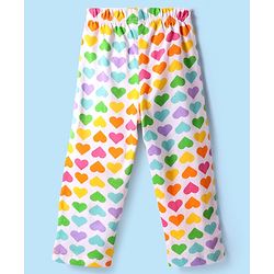 Babyhug Cotton Knit Full Sleeves Co-Ord Nightsuit with Heart Print - White