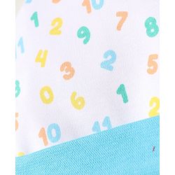 Babyhug 100% Cotton Cap Mittens & Booties With Numbers Print Light Blue - Diameter 10.5 cm