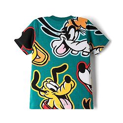 Babyhug Disney Single Jersey Knit Half Sleeves Co-ords Shorts Night Suit with Mickey & Friends Graphics - Green