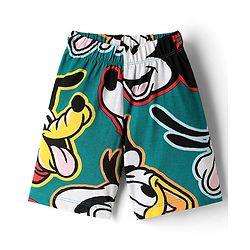 Babyhug Disney Single Jersey Knit Half Sleeves Co-ords Shorts Night Suit with Mickey & Friends Graphics - Green