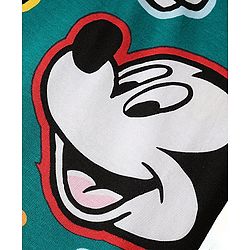 Babyhug Disney Single Jersey Knit Half Sleeves Co-ords Shorts Night Suit with Mickey & Friends Graphics - Green