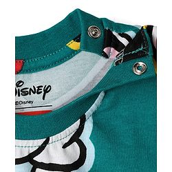Babyhug Disney Single Jersey Knit Half Sleeves Co-ords Shorts Night Suit with Mickey & Friends Graphics - Green