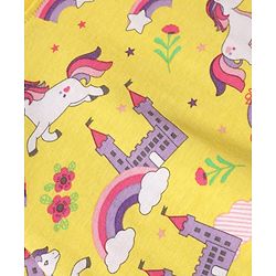 Babyhug Cotton Knit Full Sleeves Co-ords Night Suit with Unicorn & Rainbow Print - Yellow