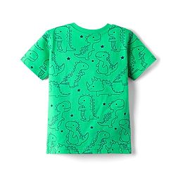 Babyhug Cotton Knit Half Sleeves Co-Ord Night Suit with Dino Print - Light Green