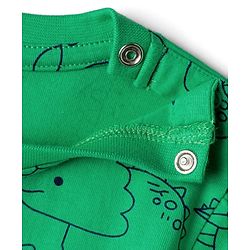 Babyhug Cotton Knit Half Sleeves Co-Ord Night Suit with Dino Print - Light Green