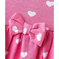 Babyhug Single Jersey Knit Half Sleeves Frocks with Hearts & Bow Print Pack of 2 - Pink & Blue