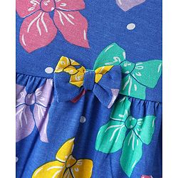 Babyhug Single Jersey Knit Half Sleeves Frocks with Hearts & Bow Print Pack of 2 - Pink & Blue