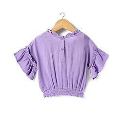 Babyhug Cotton Knit Half Sleeves Tops With Frill Detailing - Purple
