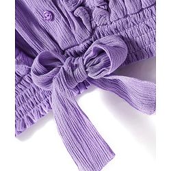 Babyhug Cotton Knit Half Sleeves Tops With Frill Detailing - Purple