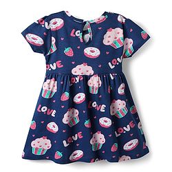 Babyhug Single Jersey Knit Half Sleeves Frocks with Tropical Print Pack of 2 - Navy Blue & Yellow