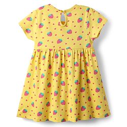 Babyhug Single Jersey Knit Half Sleeves Frocks with Tropical Print Pack of 2 - Navy Blue & Yellow