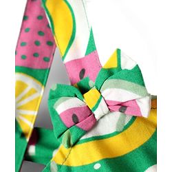 Babyhug Rayon Woven Sleeveless Layered Top with Tropical Theme Print & Bow Applique - Green