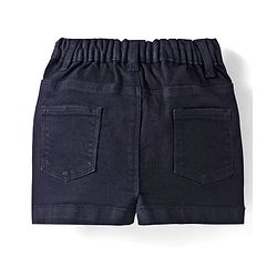 Babyhug Mid Thigh Length Denim Skirt with Fruit Embroidery - Black