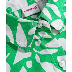Babyhug Woven Half Sleeves Top With Floral Print - Light Green