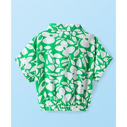 Babyhug Woven Half Sleeves Top With Floral Print - Light Green