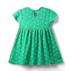 Babyhug Single Jersey Knit Half Sleeves Floral & Strawberry Printed Frocks With Bow Applique Pack of 2 - Yellow & Green