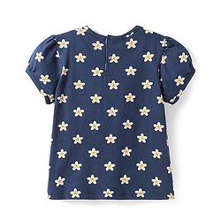 Babyhug Cotton Knit Half Sleeves Co-ord Capri Night Suit with Star Print - Navy Blue