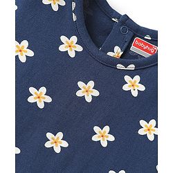 Babyhug Cotton Knit Half Sleeves Co-ord Capri Night Suit with Star Print - Navy Blue