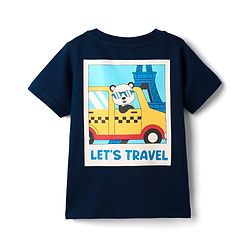 Babyhug Cotton Knit Half Sleeves T-Shirt with Panda Print & Patch Detailing - Navy Blue