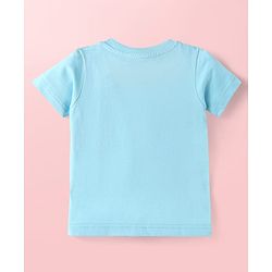 Babyhug Cotton Knit Half Sleeves T-Shirts with Animal Print & Stripes Pack of 3 - Light Blue & White