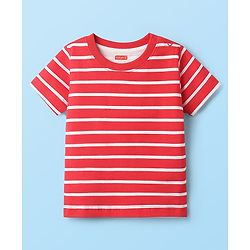 Babyhug Cotton Knit Half Sleeves T-Shirts With Stripes & Vehicle Print Pack Of 3 - Navy Blue & White