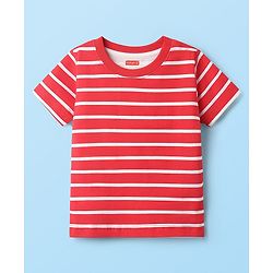 Babyhug Cotton Knit Half Sleeves T-Shirts With Stripes & Vehicle Print Pack Of 3 - Navy Blue & White