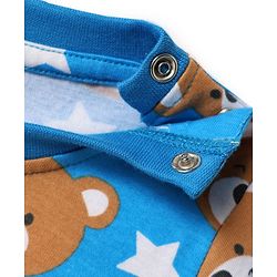 Babyhug Cotton Knit Half Sleeves T-Shirt with Bear Print - Blue