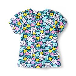 Babyhug Cotton Knit Half Sleeves Peter Pan Collar Shorts Night Suit with Floral Print - Navy Blue