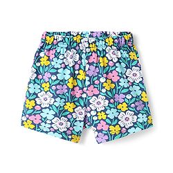 Babyhug Cotton Knit Half Sleeves Peter Pan Collar Shorts Night Suit with Floral Print - Navy Blue