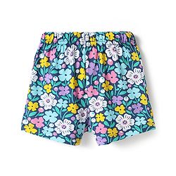 Babyhug Cotton Knit Half Sleeves Peter Pan Collar Shorts Night Suit with Floral Print - Navy Blue