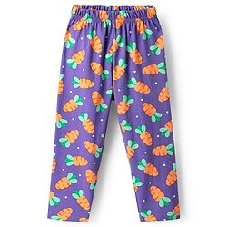 Babyhug Cotton Knit Half Sleeves Front Open Co-ords Night Suit with Carrot Print - Violet