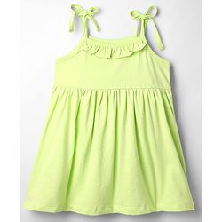 Babyhug Single Jersey Knit Sleeveless Solid Frock With Bloomer - Light Green