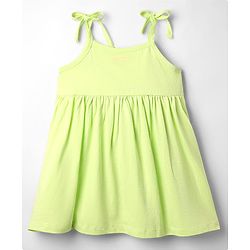 Babyhug Single Jersey Knit Sleeveless Solid Frock With Bloomer - Light Green