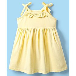 Babyhug Single Jersey Knit Sleeveless Solid Frocks with Bloomer - Cream