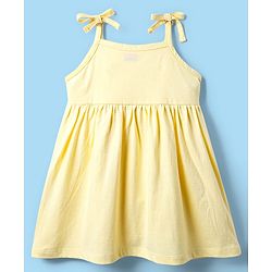 Babyhug Single Jersey Knit Sleeveless Solid Frocks with Bloomer - Cream