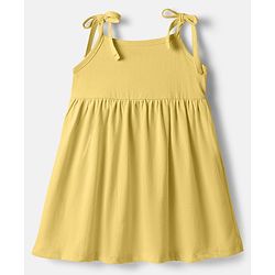 Babyhug Single Jersey Knit Sleeveless Solid Frock With Bloomer - Yellow