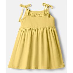Babyhug Single Jersey Knit Sleeveless Solid Frock With Bloomer - Yellow