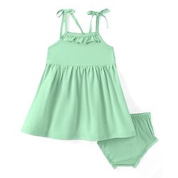 Babyhug Single Jersey Knit Solid Colour Sleeveless Frock With Bloomer - Light Green