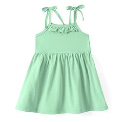 Babyhug Single Jersey Knit Solid Colour Sleeveless Frock With Bloomer - Light Green
